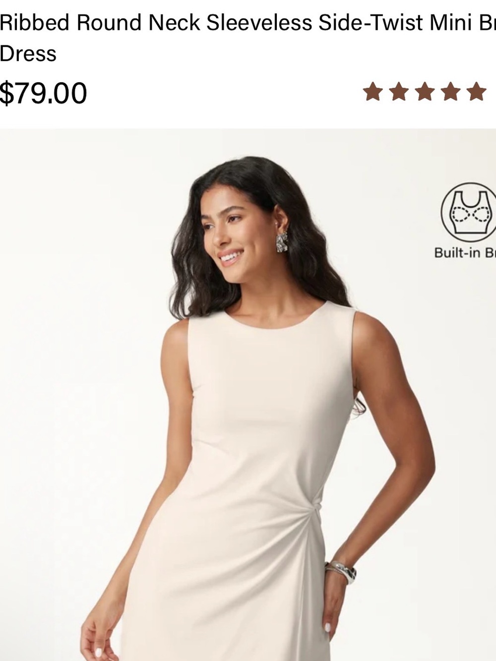 OGL Sleeveless Side-Twist Tank Top Dress in Cream